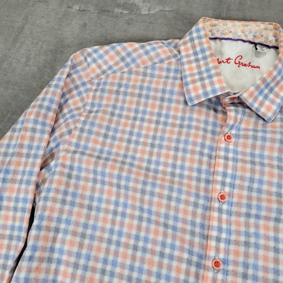 Robert Graham Mens Plaid Button Up Shirt Long Sleeve Flip Cuff Size XL - Picture 6 of 10